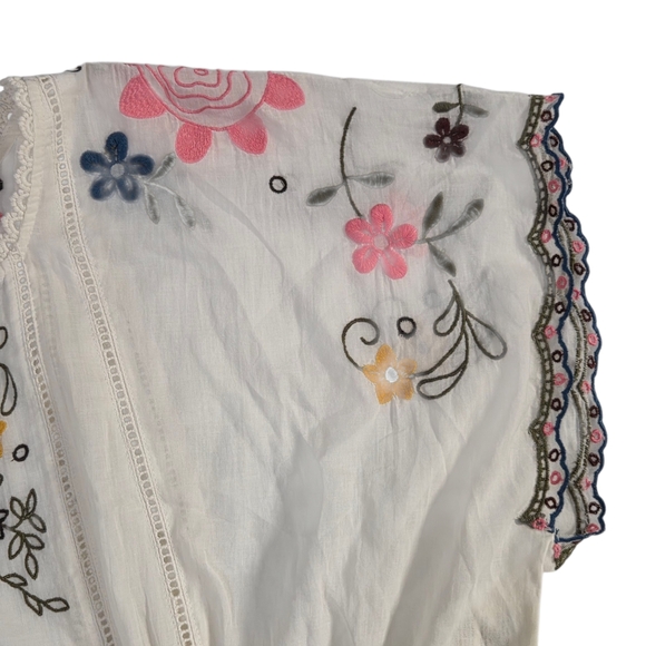 Free People Danielle Embroidered Boho Top Cloud Dancer Ivory Small NWT - Picture 12 of 16